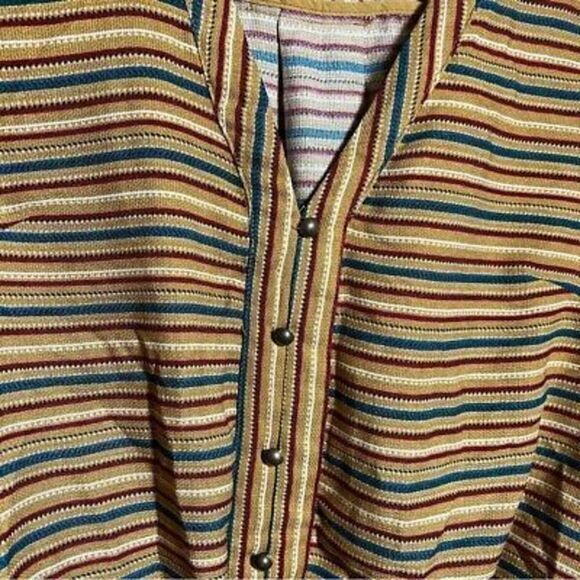 Isla Maude v neck striped bohemian tie front womens blouse size small - Picture 5 of 7